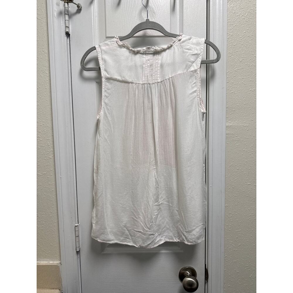 Anthropologie Holding Horses White Pleated Ruffle Boho Cottagecore Tank Size Lg - Picture 3 of 6